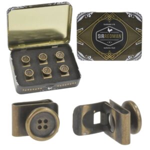 Knopfclips für Hosenträger 6er Set altmessing Sir Redman