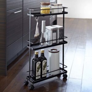 Küchenwagen 12x66x38cm schmal auf Rollen "Tower" schwarz Yamazaki Home