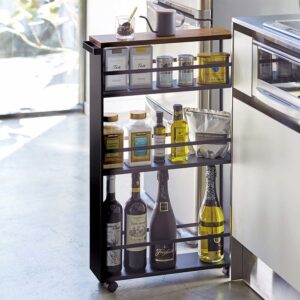 Küchenwagen 13x80x45cm schmal auf Rollen "Tower" schwarz Yamazaki Home 3628