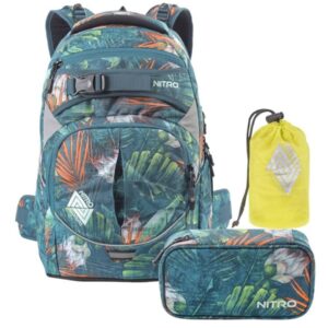 Nitro Schulrucksack Set SUPERHERO "tropical" mit Schlamper und Regenhaube
