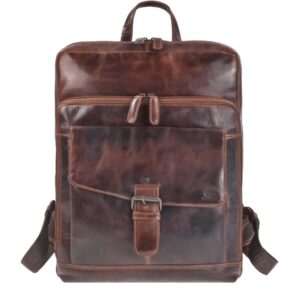 Rucksack Leder 30x39cm "Rugged" teak brown Greenburry 1307-25