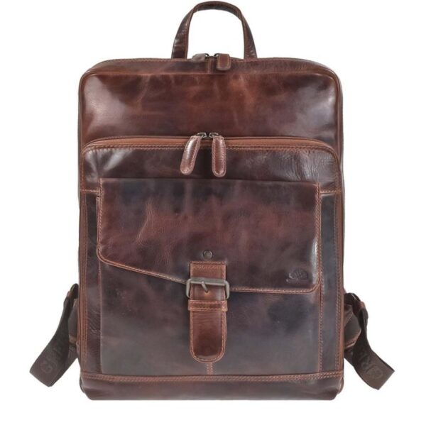 Rucksack Leder 30x39cm "Rugged" teak brown Greenburry 1307-25
