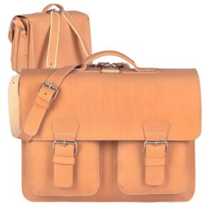 Aktentasche Leder 42x31cm 3 Fächer und Rückengurte "Classic Satchel" natur 2258-10 Ruitertassen
