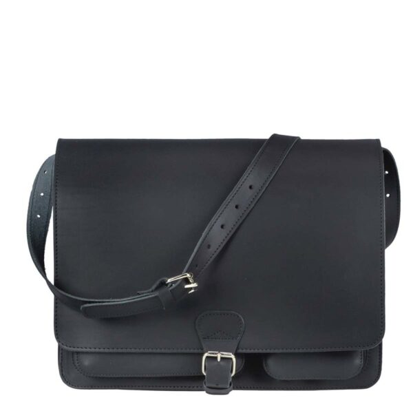Umhängetasche Leder 40x30cm mit 2 Fächern "Classic" schwarz 2537-11 Ruitertassen