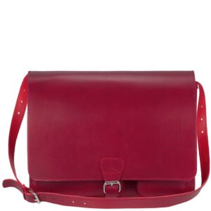 Umhängetasche Leder 40x30cm mit 2 Fächern "Classic" rot 2537-15 Ruitertassen