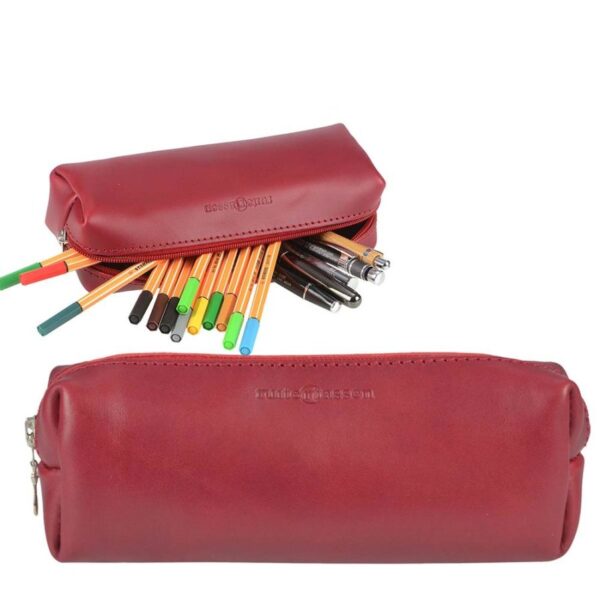 Schlampermäppchen Leder 22x9x6cm "Classic" rot Ruitertassen