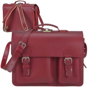 Aktentasche Leder 40x30cm 2 Fächer und Rückengurte "Classic Satchel" rot 2237-15 Ruitertassen