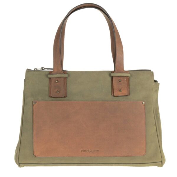 Shopper Leder 43x28cm "Leisure" khaki ranger Ruitertassen 4049-75