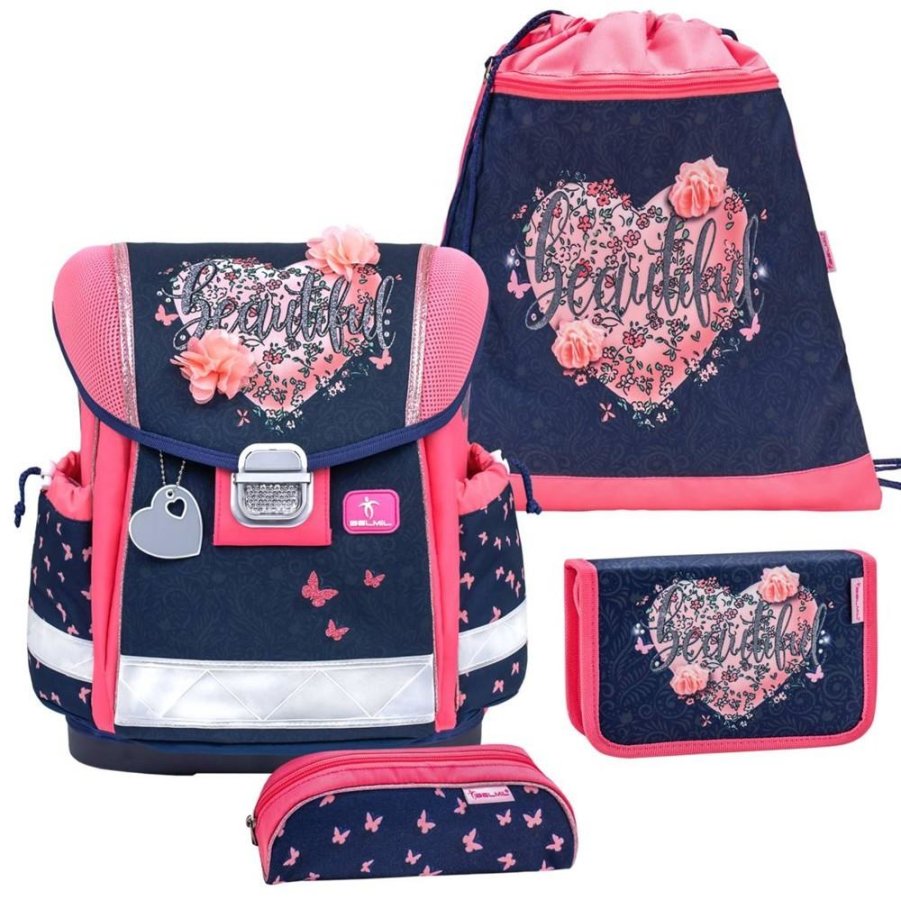 schulranzen set classy 4tlg beautiful flowers motiv herz mit blumen