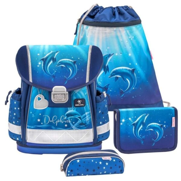 Belmil Schulranzen Set Mädchen Dolphins (Motiv: Delfin) "Classy", ab 1.Klasse Grundschule
