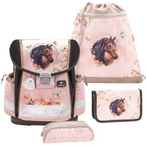 Belmil Schulranzen Set Mädchen Horse Chestnut (Motiv: Pferde) "Classy", ab 1.Klasse Grundschule