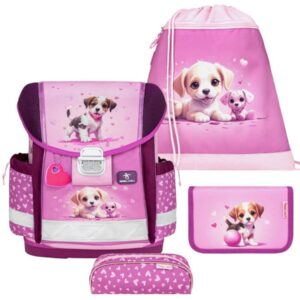Belmil Schulranzen Set Mädchen Little Puppies (Motiv: Hundewelpen) "Classy", ab 1.Klasse Grundschule