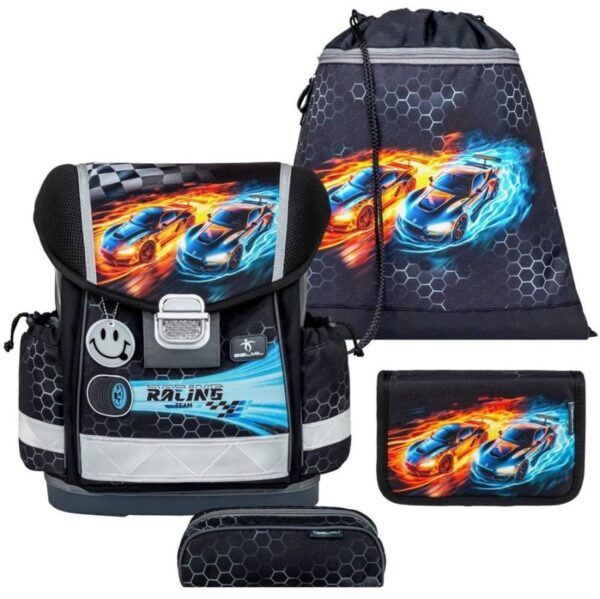 Belmil Schulranzen Set Jungen Race It (Motiv: Rennwagen) "Classy", ab 1.Klasse Grundschule