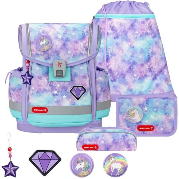 Schulranzen-Set CLASSY-PLUS mit PATCH 5tlg Diamond Unicorn