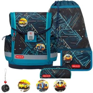 Schulranzen-Set CLASSY-PLUS mit PATCH 5tlg Racing Car Blue