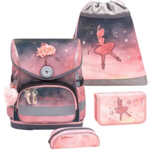 Belmil Schulranzen Set "Compact" (Ballerina Black Pink) für Mädchen ab 1. Klasse Grundschule Einschulung
