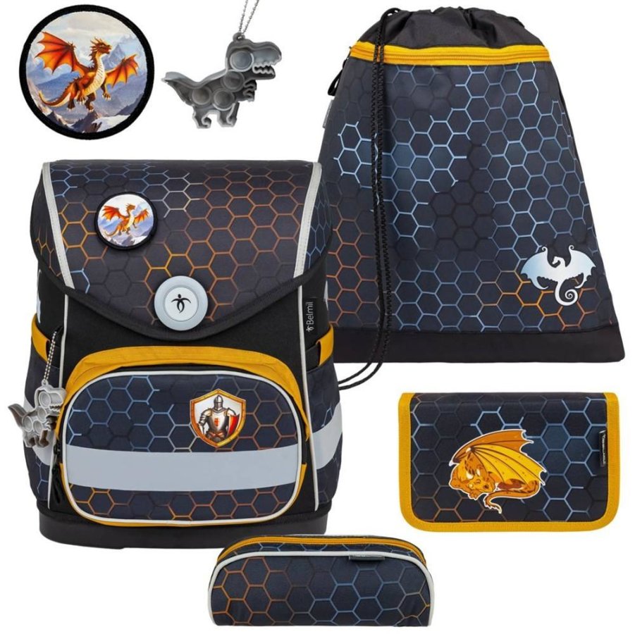 schulranzen set compact mit patch 5tlg dragon