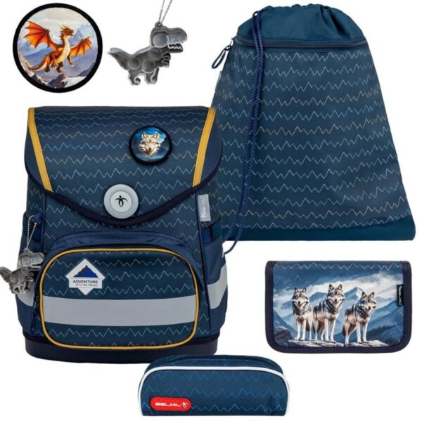 Schulranzen Set COMPACT mit PATCH 5tlg Wolves