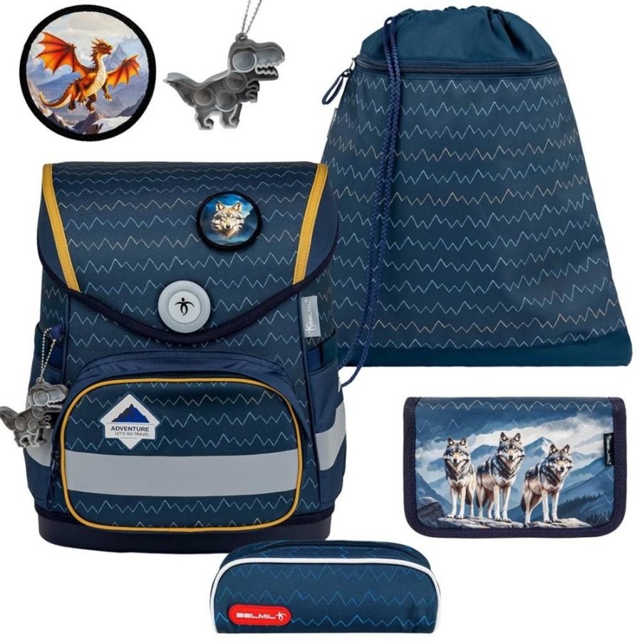 schulranzen set compact mit patch 5tlg wolves