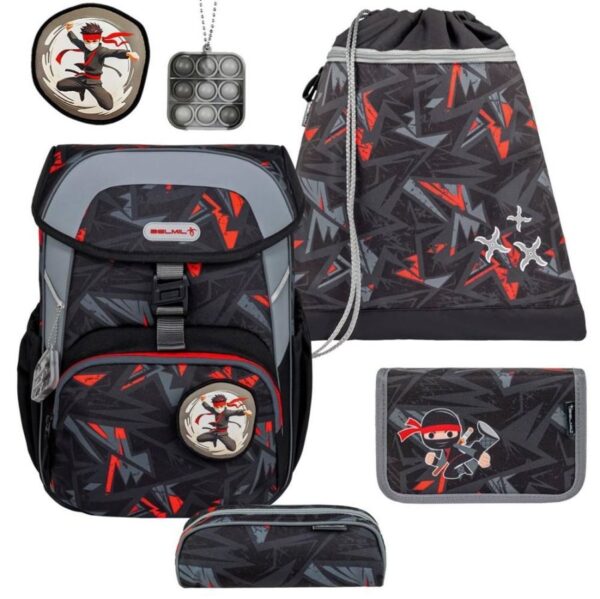 Schulranzen-Set MAXI mit Patch 5tlg "Ninja Game"
