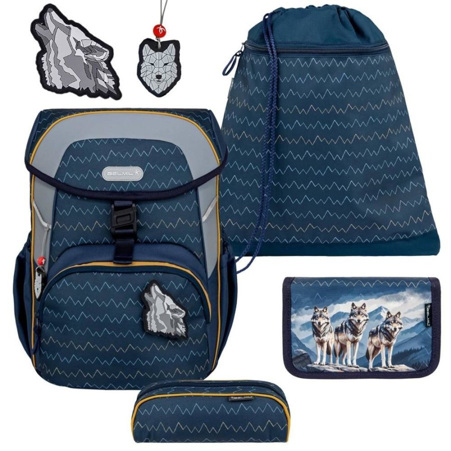 schulranzen set maxi mit patch 5tlg wolfs