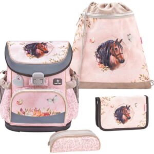 Belmil Schulranzen Set Mädchen Horse Chestnut (Motiv: Pferd) "Mini Fit" für kleinere Kinder, ab 1.Klasse Grundschule