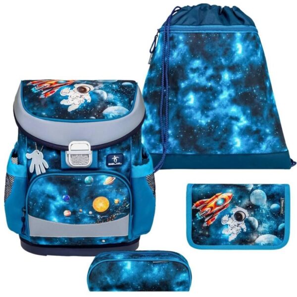 Belmil Schulranzen Set Jungen Infinity Space (Motiv: Weltraum) "Mini Fit" für kleinere Kinder, ab 1.Klasse Grundschule