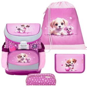 Belmil Schulranzen Set Mädchen Little Puppies (Motiv: Hundewelpen) "Mini Fit" für kleinere Kinder, ab 1.Klasse Grundschule