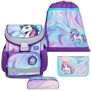 Belmil Schulranzen Set Mädchen Unicorn Dream (Motiv: Einhorn) "Mini Fit" für kleinere Kinder, ab 1.Klasse Grundschule