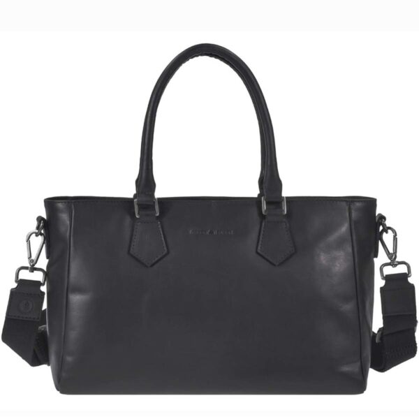 Shopper Leder 34x21cm "Pure Black" schwarz Greenburry 1111-20