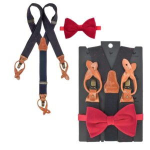 Hosenträger Herren 35mm breit Set mit Fliege "Collin Velvet" rot Sir Redman