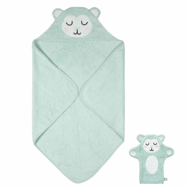 SÖDAHL Kapuzenhandtuch Set mit Waschhandschuh MONTY MONKEY