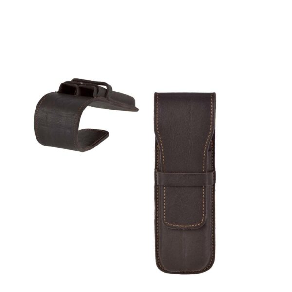 Schreibgeräteetui Leder 15x5cm "Karasek" für 2 Stifte mocca Sonnenleder