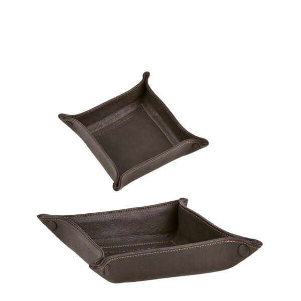 Schlüsselschale Leder 20x20cm "Taschenleerer" mocca Sonnenleder