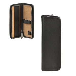 Federmäppchen Leder 19x7cm "Böll" für 5 Stifte schwarz Sonnenleder