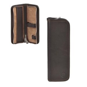 Federmäppchen Leder 19x7cm "Böll" für 5 Stifte mocca Sonnenleder