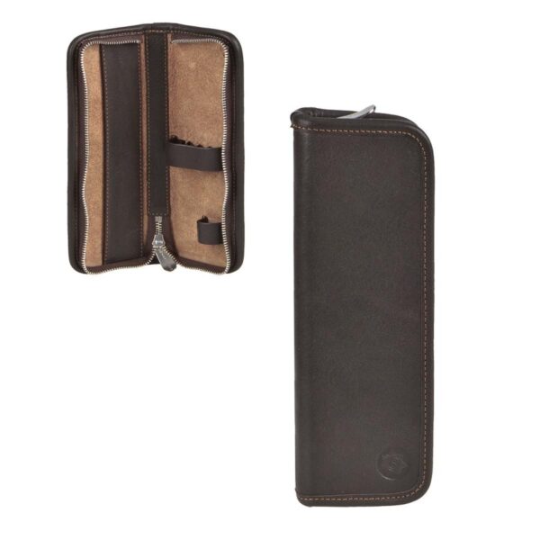 Federmäppchen Leder 19x7cm "Böll" für 5 Stifte mocca Sonnenleder