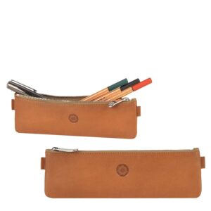Stiftemäppchen Leder 19x6cm klein "Boldt" naturbraun Sonnenleder