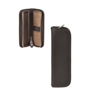 Federmäppchen Leder 16x5cm "Grass" für 3 Stifte mocca Sonnenleder