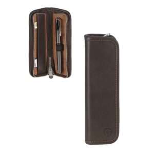 Federmäppchen Leder 17x5cm "Kant" für 1 Füller mocca Sonnenleder
