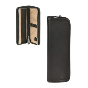Federmäppchen Leder 19x7cm "Kluge" für 5 Stifte schwarz Sonnenleder