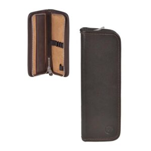 Federmäppchen Leder 19x7cm "Kluge" für 5 Stifte mocca Sonnenleder