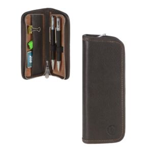 Federmäppchen Leder 17x6cm "Mörike" für 2 Füller mocca Sonnenleder
