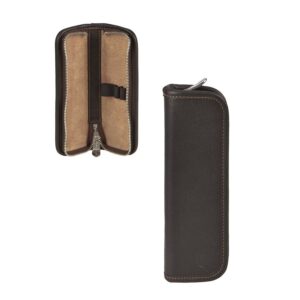 Federmäppchen Leder 16x5cm "Richter" für 3 Stifte mocca Sonnenleder