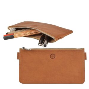 Stiftemäppchen Leder 19x6cm flach "Busch" naturbraun Sonnenleder
