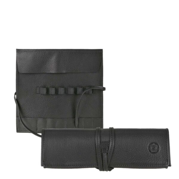 Stiftrolle Leder 19x19cm "Fichte" für 6 Stifte schwarz Sonnenleder