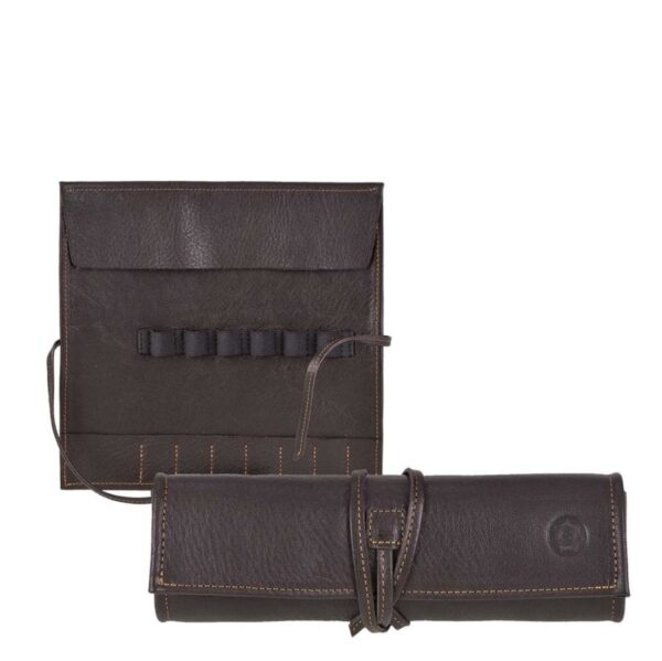 Stiftrolle Leder 19x19cm "Fichte" für 6 Stifte mocca Sonnenleder