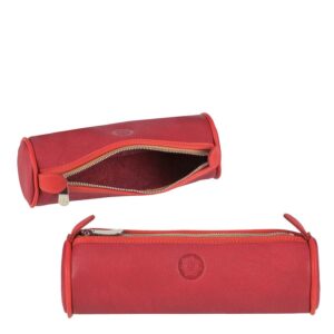 Schlampermäppchen Leder 20x6x6cm Rolle "Lotta" rot orange Sonnenleder