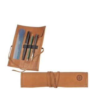 Stiftrolle Leder 13x19cm "Kästner" für 3 Stifte naturbraun Sonnenleder