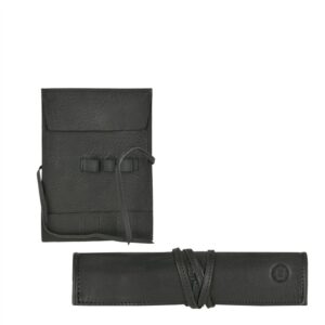 Stiftrolle Leder 13x19cm "Kästner" für 3 Stifte schwarz Sonnenleder
